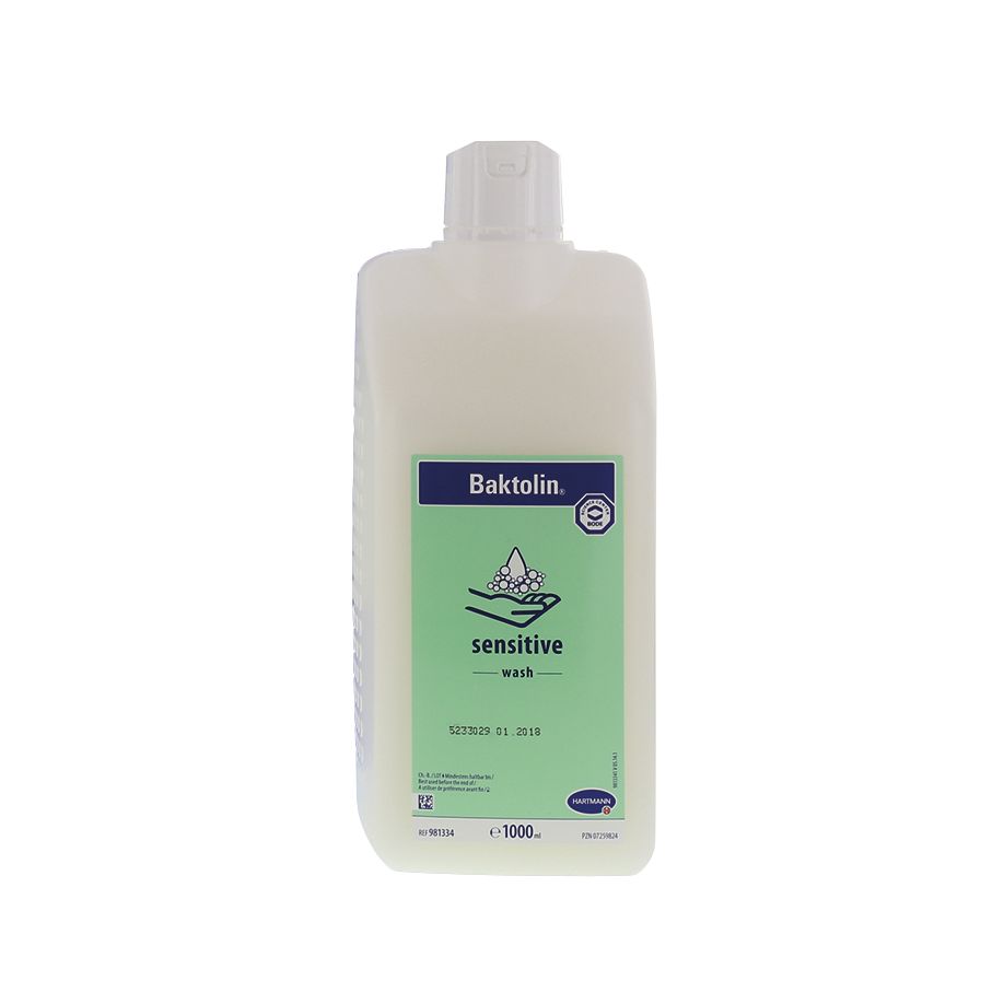 BODE Baktolin Sensitive,  Spenderflasche à 1000 ml, Waschlotion für die milde Reinigung beanspruchter Haut, farbstofffrei