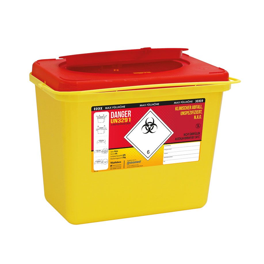 Kanülenabwurfbehälter ratiomed Safe-Box, 6 Ltr., eckig